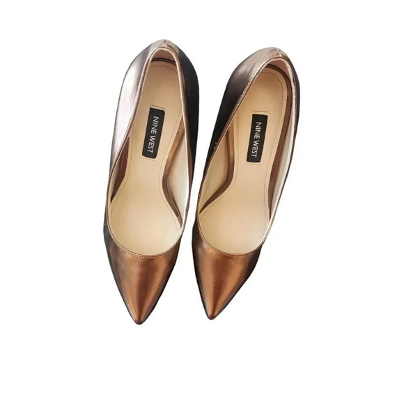 NWOB Nine West Trendz 3 Pump Heel Size 6M Rose Gold Pointed Toe Slip On Women's - Picture 5 of 12